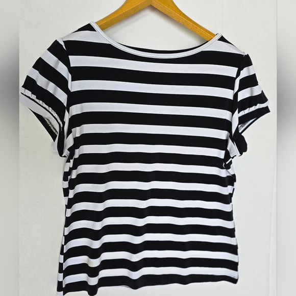 Worthington Tops - Worthington Petite Black and White Striped Women's Top size PL